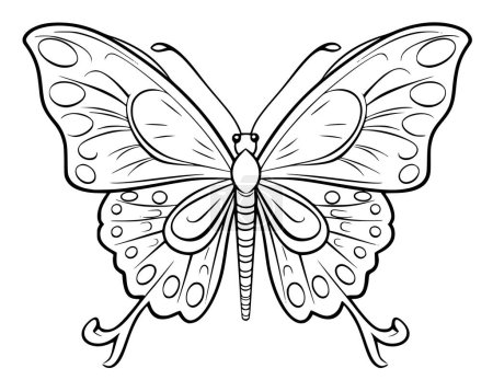 Illustration for Cute Butterfly Coloring Page Drawing For Kids - Royalty Free Image