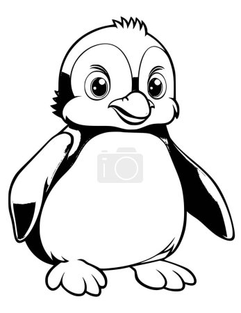 Téléchargez les illustrations : Dessin mignon de page de coloriage de pingouin pour des enfants - en licence libre de droit