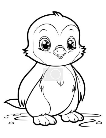 Téléchargez les illustrations : Dessin mignon de page de coloriage de pingouin pour des enfants - en licence libre de droit