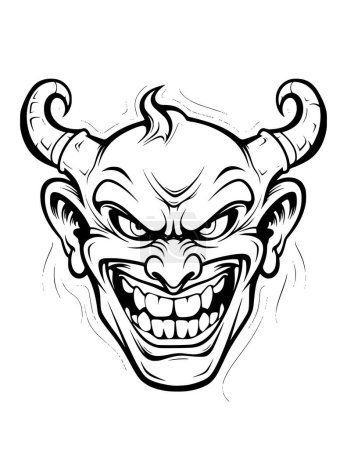 Illustration for Devil With Big Smile Coloring Pages Drawing For Kids - Royalty Free Image