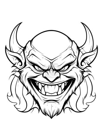 Illustration for Devil With Big Smile Coloring Pages Drawing For Kids - Royalty Free Image