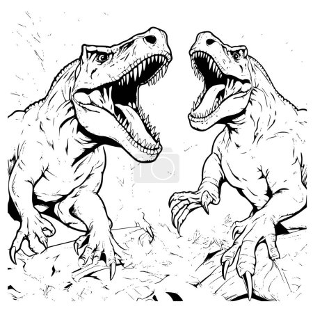 Dinosaurs Fighting Coloring Pages for Kids