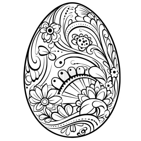 Illustration for Easter Egg Coloring Pages Drawing For Kids - Royalty Free Image