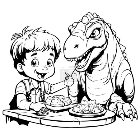 Dinosaur Feeding Coloring Page for Kids