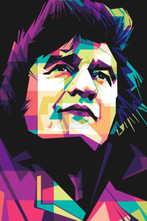 Illustration for Famous singer legends Johnny Cash popart vector art style. In a colorful illustration design with an abstract background - Royalty Free Image