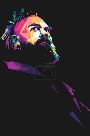 Illustration for Famous wrestler Bray Wyatt vector popart colorful illustration design with abstract background - Royalty Free Image
