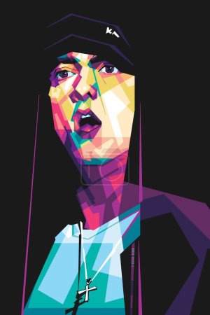 Illustration for Famous singer Eminem vector popart colorful illustration design with abstract background - Royalty Free Image