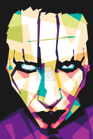 Illustration for Famous singer rock Marilyn Manson popart vector art style. In a colorful illustration design with an abstract background - Royalty Free Image