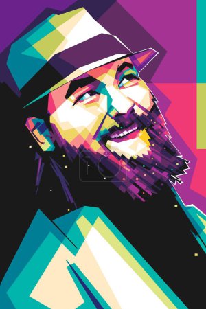 Illustration for Famous wrestler bray wyatt vector popart colorful illustration design with abstract background - Royalty Free Image