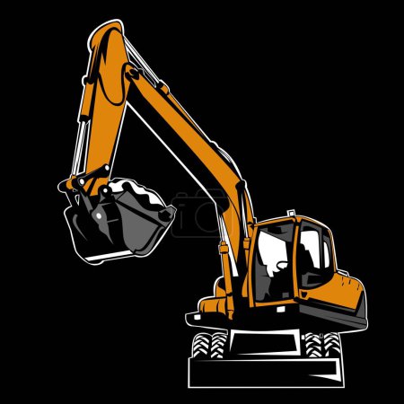 Illustration for Mining company worker excavator heavy equipment vector - Royalty Free Image