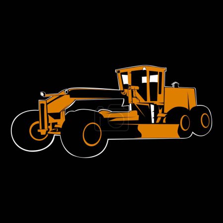 Illustration for Road grader construction mine digging machine vector - Royalty Free Image