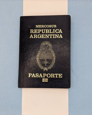 Argentine passport on argentine flag colors