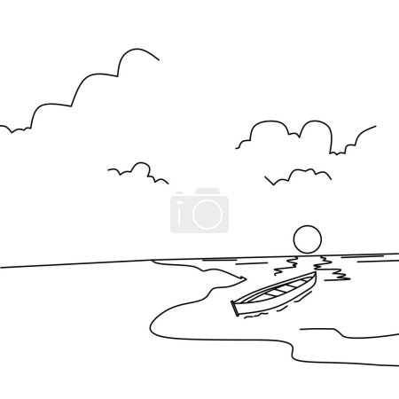 Illustration for Sea fan ship vector illustration, simple coloring picture. - Royalty Free Image