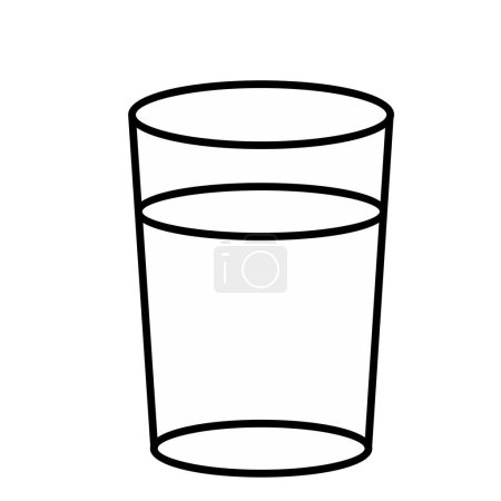Water glass icon vector. Drink glass flat line pictogram. Black and white sign on white background