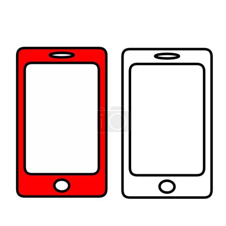 Vektor-Set von Smartphones mit leeren weißen Bildschirmen. Sammlung von Konzepten für mobile Geräte. Geeignet für visuelle Anwendungsdemonstrationen.