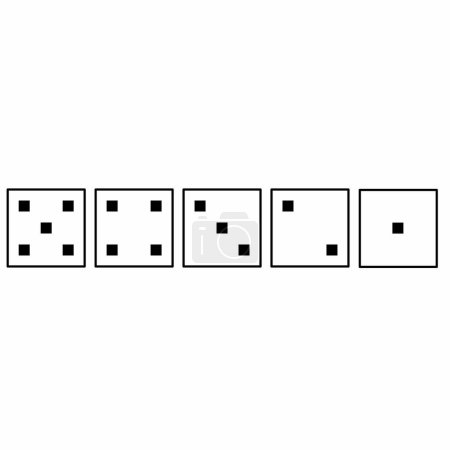Würfelspiel. Eine Reihe von Spielwürfeln auf weißem Hintergrund. Flache und lineare Design-Würfel von eins bis sechs.