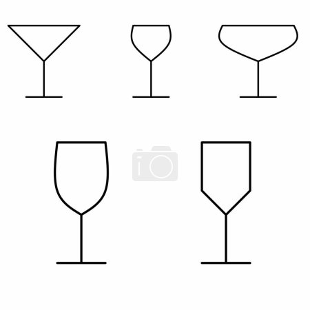 various shapes of glasses, on a white background