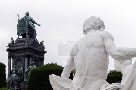 Photo for Vienna, Austria 1 Sep 2023. Mythical Fountain: Admire the enchanting Triton and Naiad Fountain, a masterpiece from 1890, (Detail part of the fountain) - Royalty Free Image