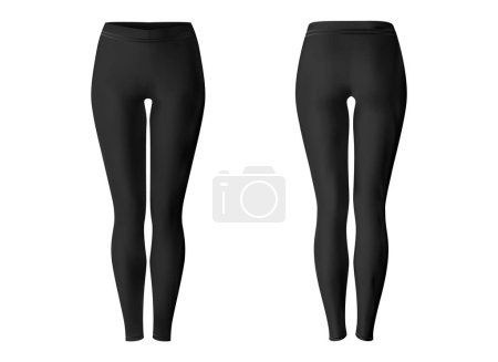 Illustration for 3D Realistic Editable Legging Design Template Vector front and back - Royalty Free Image