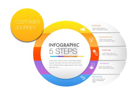 Illustration for Infographic template for business 5 Steps processes modern Timeline chart - Royalty Free Image