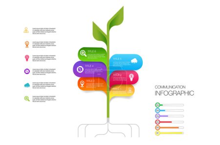 Illustration for Infographic business tree chart to present data, progress, direction, growth, idea - Royalty Free Image