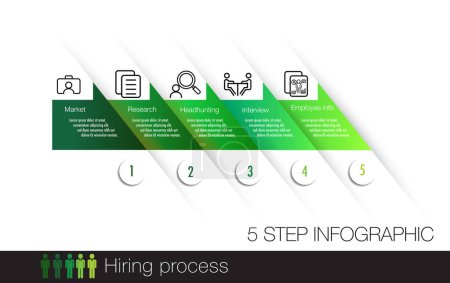 La plantilla de infografía de 5 pasos está diseñada para ilustrar elementos clave para la dirección del negocio y la estrategia de marketing..