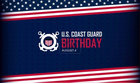 U.S. Coast Guard Anniversaire Août 4 illustration vectorielle de fond
