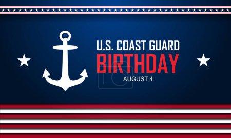Téléchargez les photos : U.S. Coast Guard Anniversaire Août 4 illustration vectorielle de fond - en image libre de droit