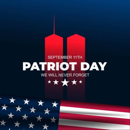 Illustration for Patriot Day September 11th with New York City background vector illustration - Royalty Free Image