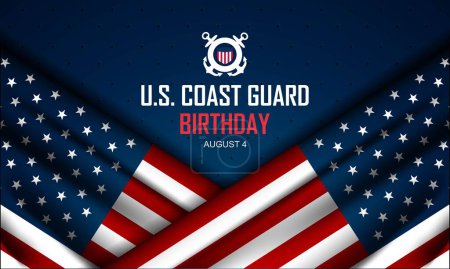 Téléchargez les photos : U.S. Coast Guard Anniversaire Août 4 illustration vectorielle de fond - en image libre de droit