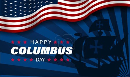 Téléchargez les photos : Illustration vectorielle de fond Happy Columbus Day - en image libre de droit