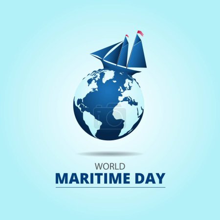 Téléchargez les illustrations : Journée maritime mondiale 30 septembre illustration vectorielle de fond - en licence libre de droit