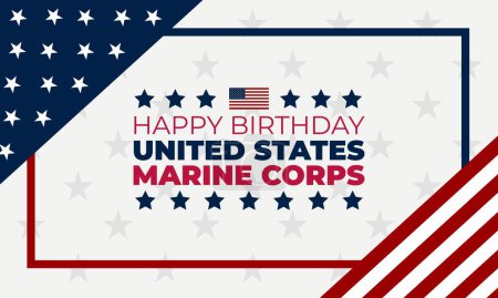 Téléchargez les illustrations : US Marine Corps Anniversaire Novembre 10 Illustration vectorielle de fond - en licence libre de droit
