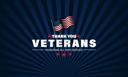 Illustration for Thank you veterans, November 11, honoring all who served, American flags background vector illustration - Royalty Free Image