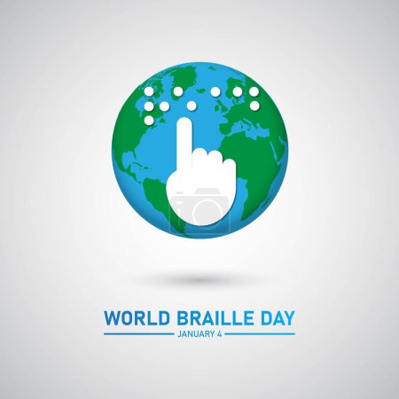 Téléchargez les illustrations : Journée mondiale du braille 4 janvier Illustration vectorielle de fond - en licence libre de droit