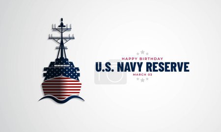 Téléchargez les photos : Joyeux anniversaire Réserve navale américaine Mars 03 Illustration vectorielle de fond - en image libre de droit