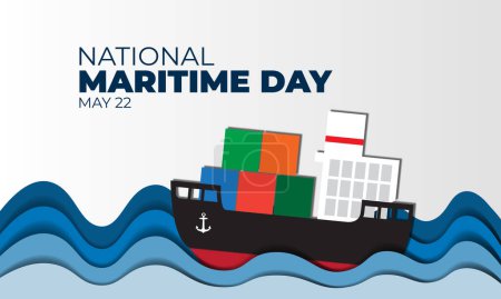 Feliz Día Marítimo Nacional 22 de mayo vector de fondo ilustración