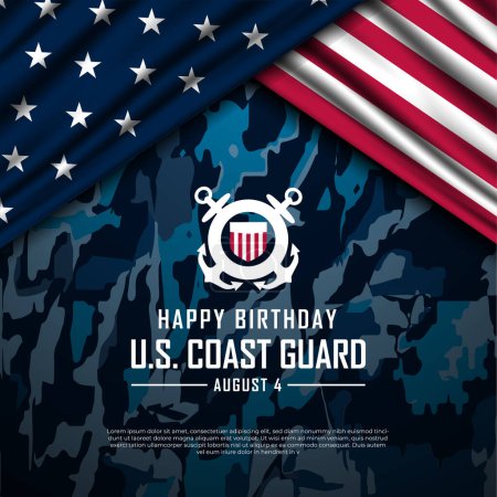 U.S. Coast Guard Birthday August 4 background vector illustration