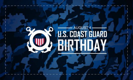 U.S. Coast Guard Anniversaire Août 4 illustration vectorielle de fond