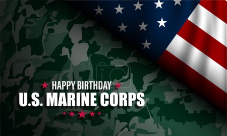 Happy Birthday US Marine November 10 Background Vector Illustration