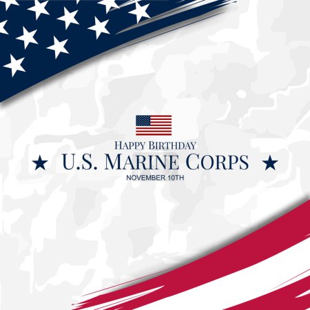 Happy Birthday US Marine Corps November 10 Background Vector Illustration