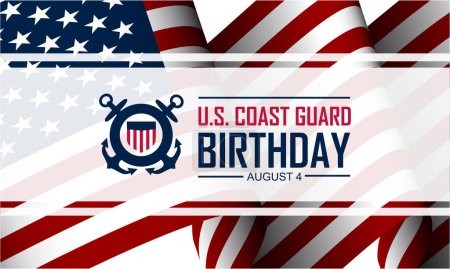 Cumpleaños de la Guardia Costera de Estados Unidos 4 de agosto vector de fondo ilustración