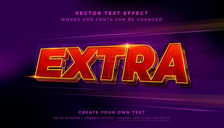 Ilustración de Efecto de texto en oro rojo 3D editable vectorial. Estilo gráfico de carrera de velocidad extra sobre fondo abstracto - Imagen libre de derechos