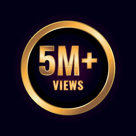 Illustration for Five Million Plus Views. Millions Views Isolated Luxury Label Vector - Royalty Free Image