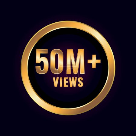 Illustration for Fifty Million Plus Views. Millions Views Isolated Luxury Label Vector - Royalty Free Image
