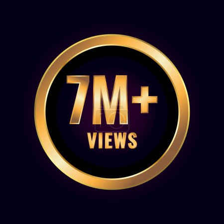Illustration for Seven Million Plus Views. Millions Views Isolated Luxury Label Vector - Royalty Free Image