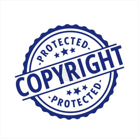 Téléchargez les illustrations : Copyright Seal Propriété intellectuelle Insigne de couleur bleue protégée Vecteur isolé - en licence libre de droit