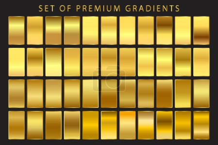 Illustration for Golden Metallic Gradients. Premium Gold Swatches Collection Flat Vector - Royalty Free Image