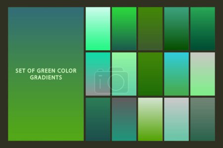 Set of Green Color Gradients Collection Flat Vector