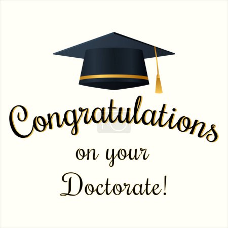 Illustration for Congratulations Doctor. Wishing for completing Phd in Golden Confetti Background - Royalty Free Image